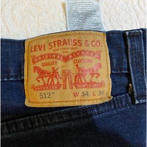 Levis 512 Performance Mens Dark Blue Jeans Size 34x36